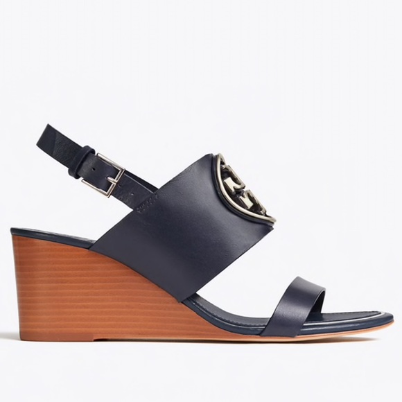 NWT Tory Burch Miller metal logo wedge sandal - Picture 2 of 13
